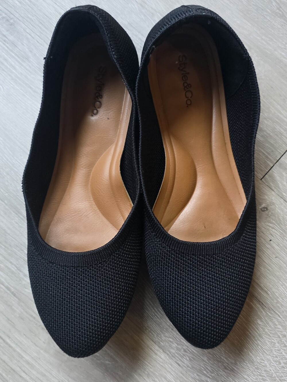 Style & Co. Black Knit Pointed-Toe Ballet Flats